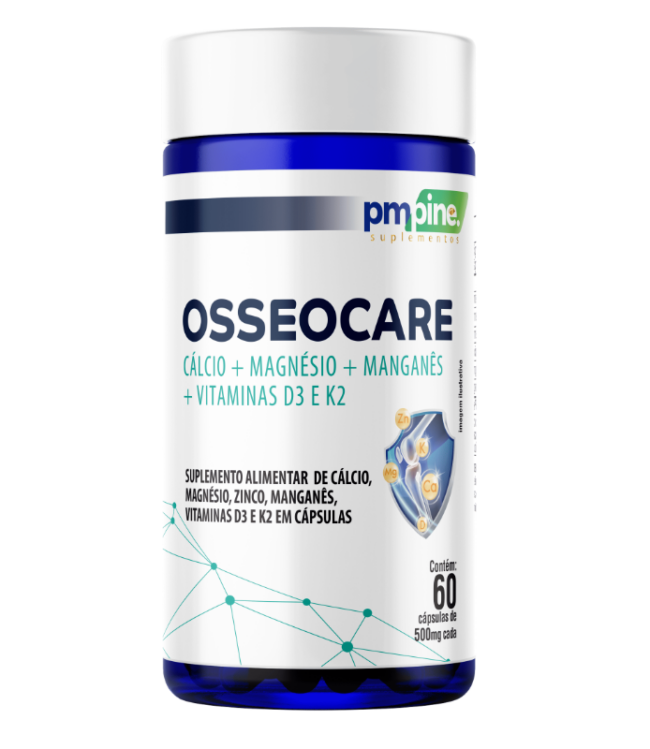 OSSEOCARE (CÁLCIO+D3+K2+MAGNÉSIO+ZINCO+MAGANÊS) 500mg 60caps