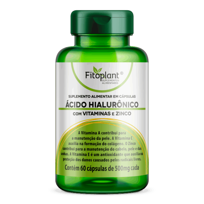 ÁCIDO HIALURONICO C/ VIT E ZINCO 500mg 60caps FITOPLANT