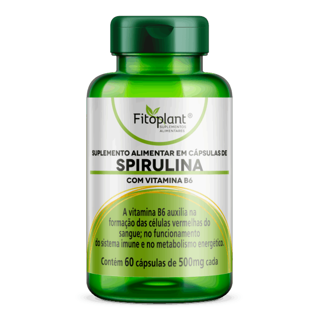 SPIRULINA 600 mg 60 CAPS (COM VITAMINA B6)  FITOPLANT
