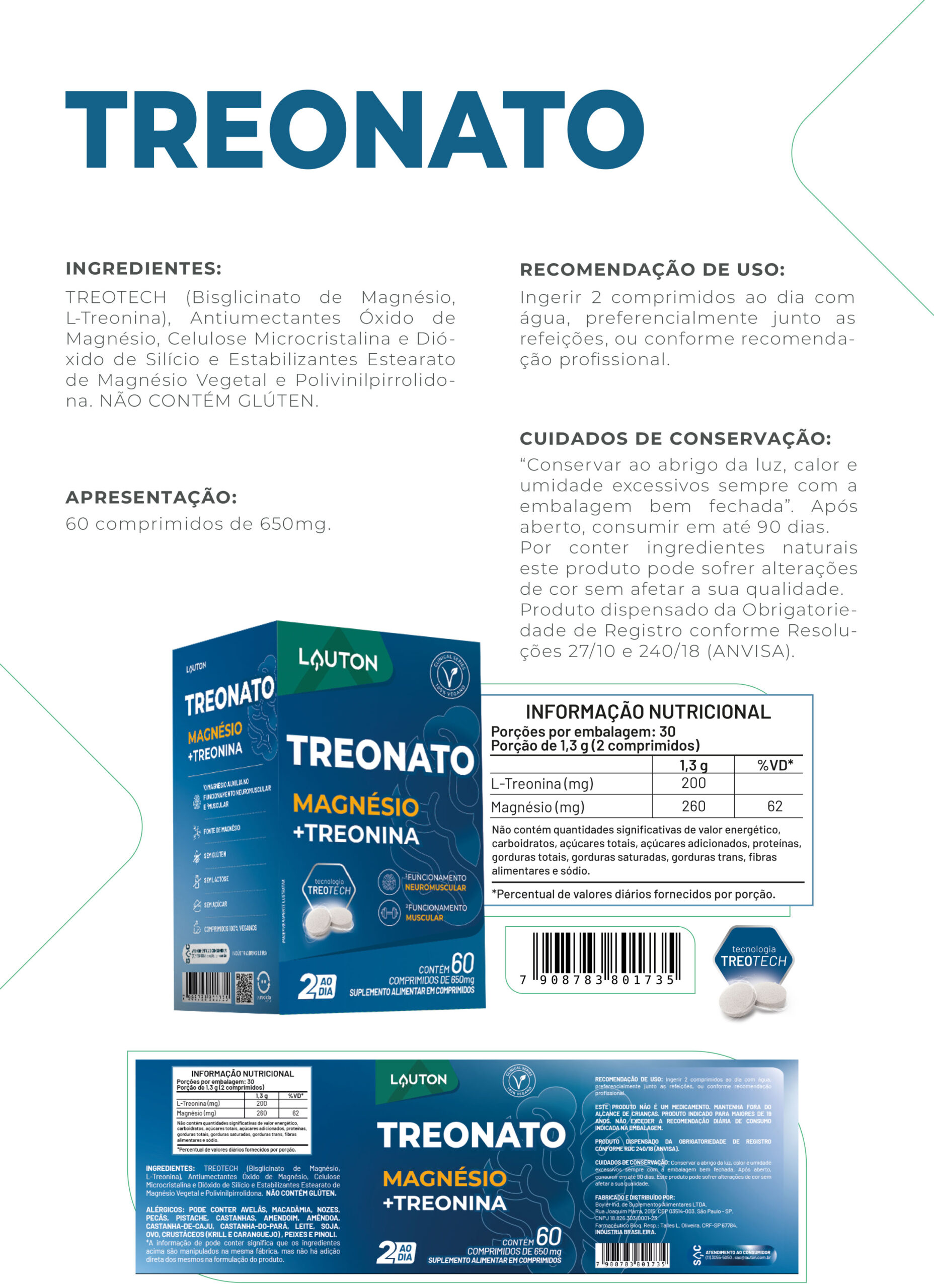 TREONATO ((MAGNÉSIO+TREONONA)650mg 60 comprimidos - Imagem 2