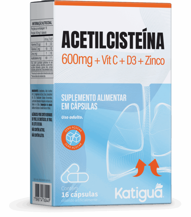 ACETILCISTEINA 600MG+VIT C+D3+ZIN 16CAPS KATIGUA