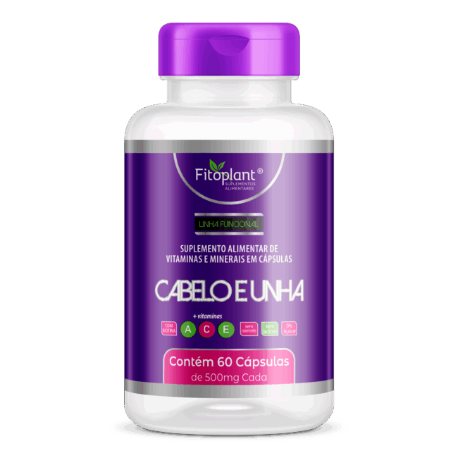 CABELO E UNHA 500mg 60caps ( A,B1,B2,B3,B6,B12)  FITOPLANT